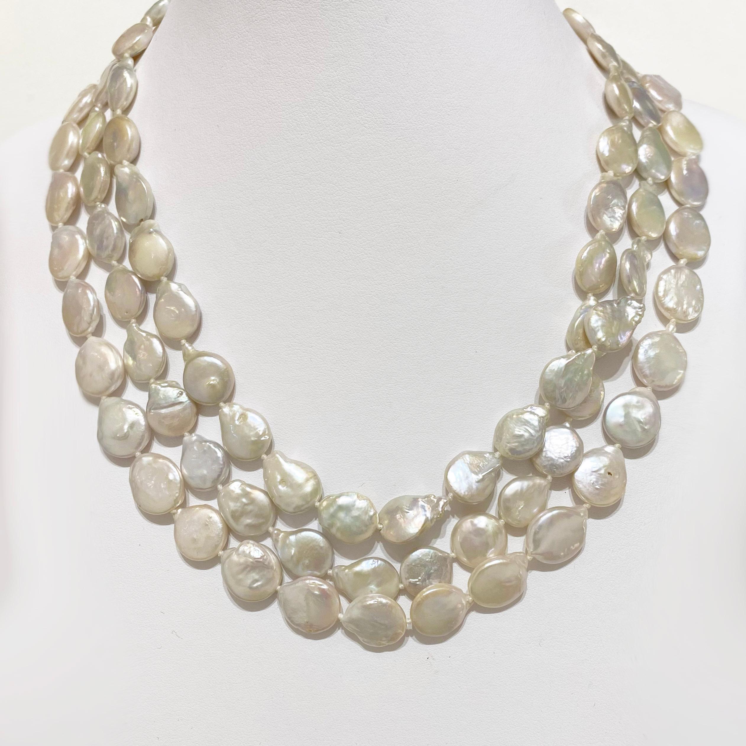 Freshwater Coin Pearl Necklace, Multi 