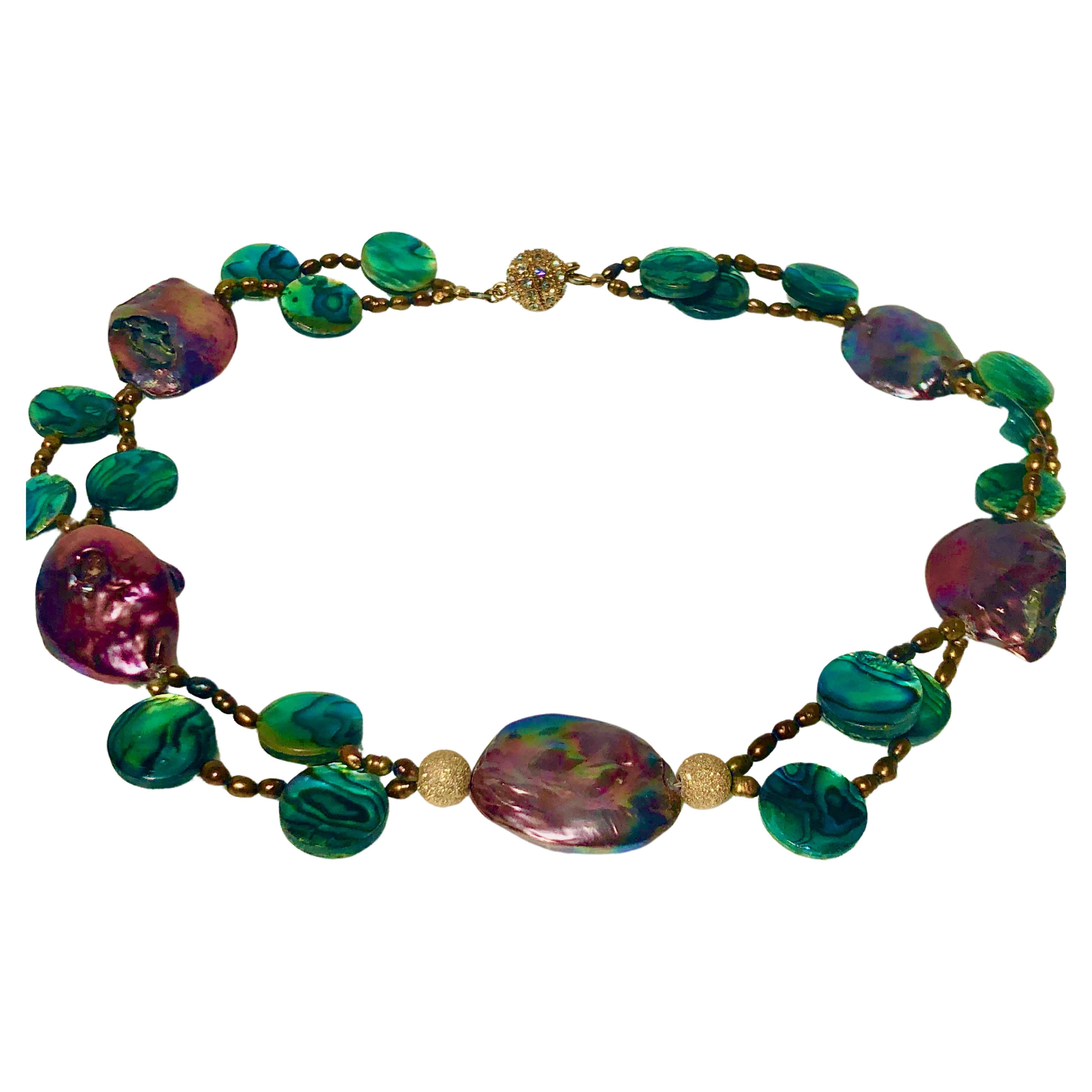 Freshwater Cultured Pearl Abalone Necklace