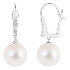 Freshwater Cultured Pearl and Diamond Earrings in 14K White Gold