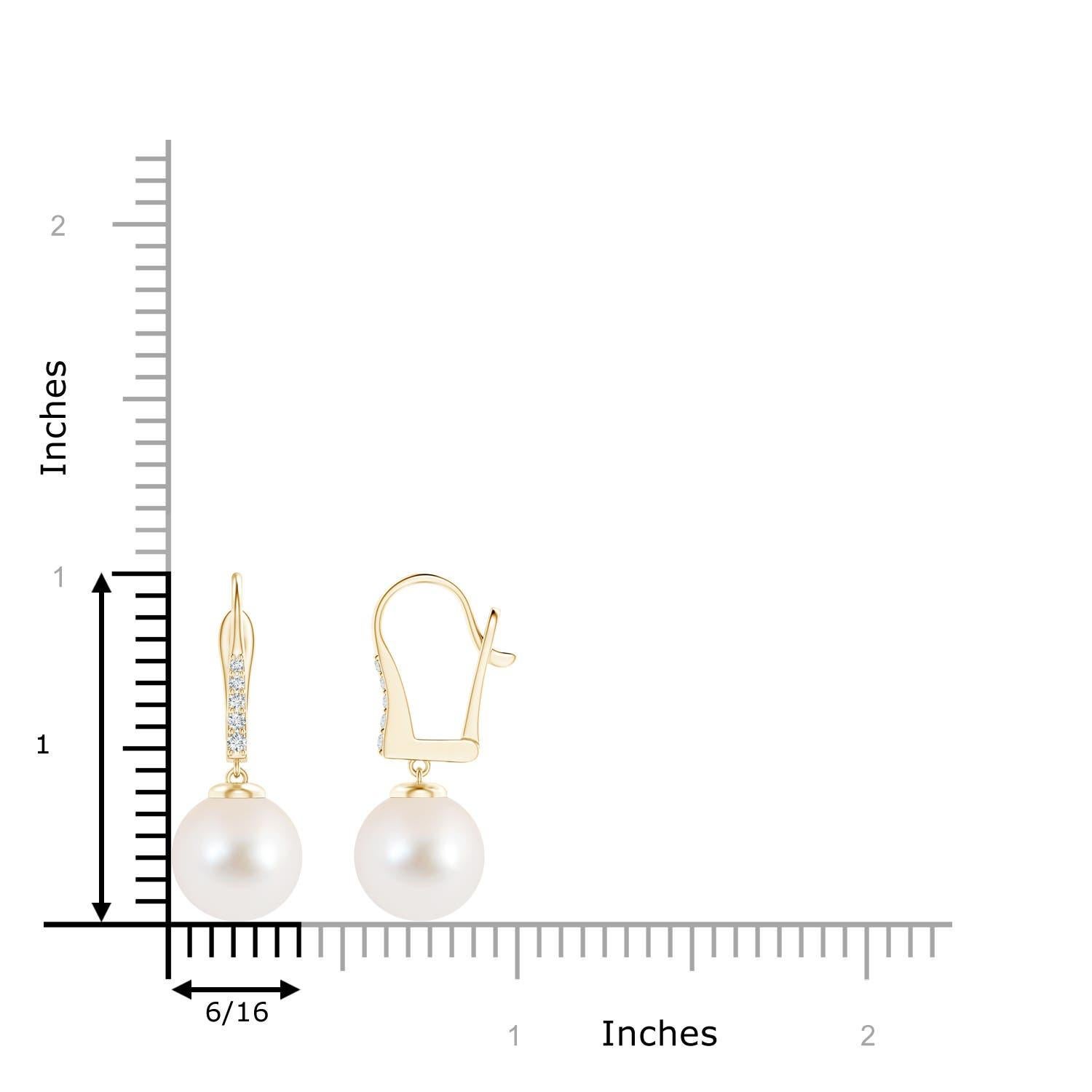 These lever back drop earrings are adorned with Freshwater cultured pearls that glisten magnificently. The pearls are secured to diamond-studded lever backs that add an extra dose of beauty to these solitaire pearl earrings. The glistening diamonds