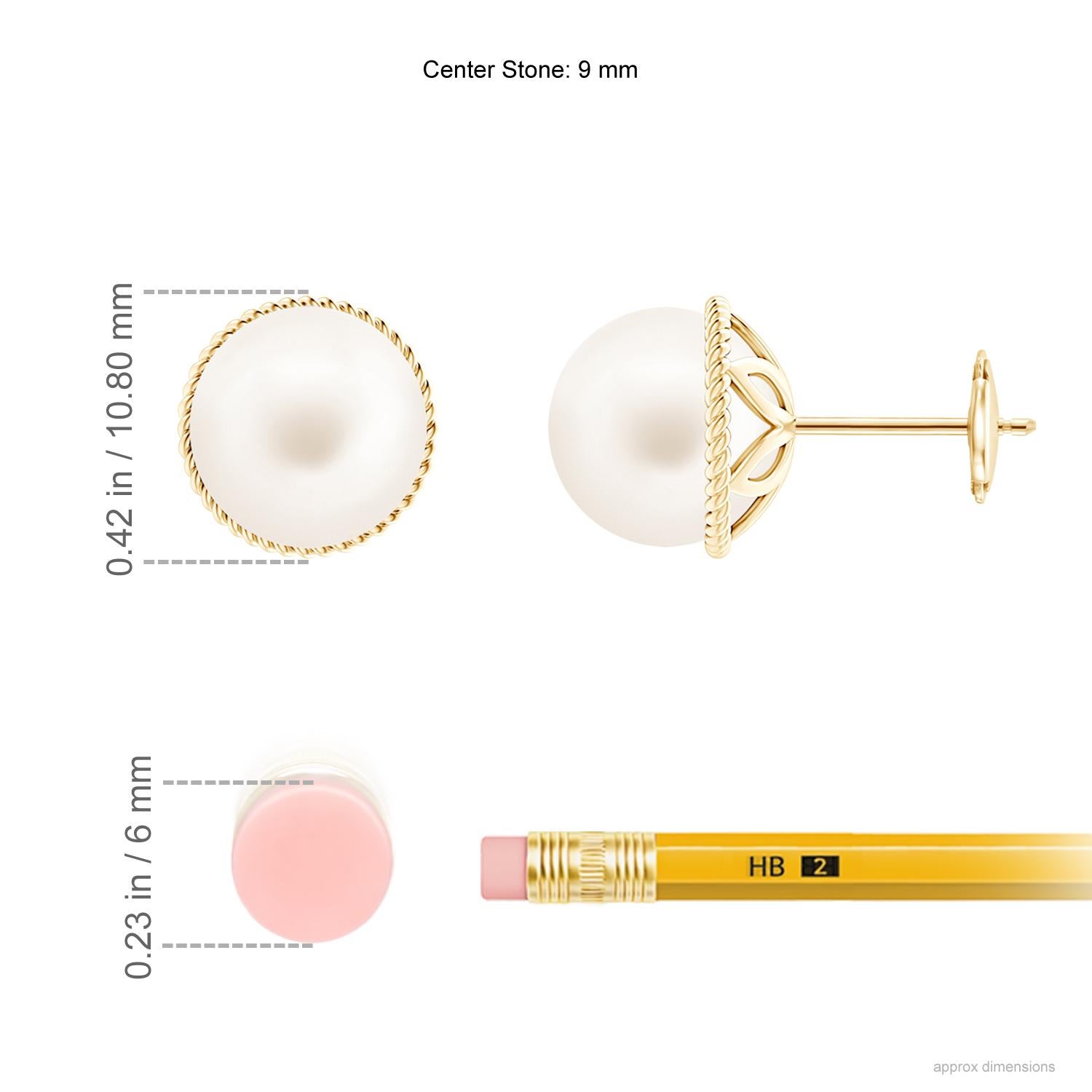 Redefine elegance with this alluring pair of pearl stud earrings. The twisted rope design around the two round Freshwater cultured pearls in white lends a touch of uniqueness to the pair. These pearl button earrings are all about subtle charm and