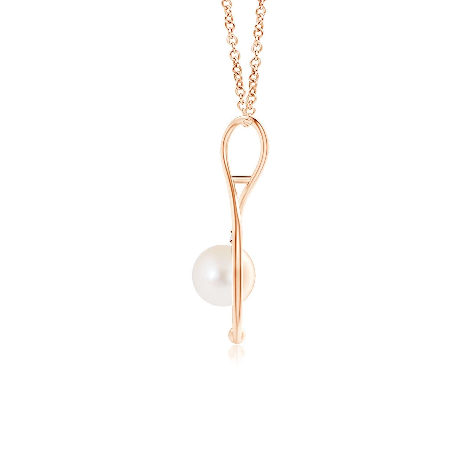 Diese Perlenkette aus 14 Karat Roségold ist ein moderner Klassiker und eine wunderschöne Interpretation des beliebten Unendlichkeitssymbols. Die Endlosschleife schmiegt sich sanft an die runde Süßwasser-Zuchtperle und vermittelt ein Gefühl von