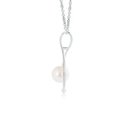 Angara Freshwater Cultured Pearl Infinity Pendant with Diamond in 14K Solid Gold