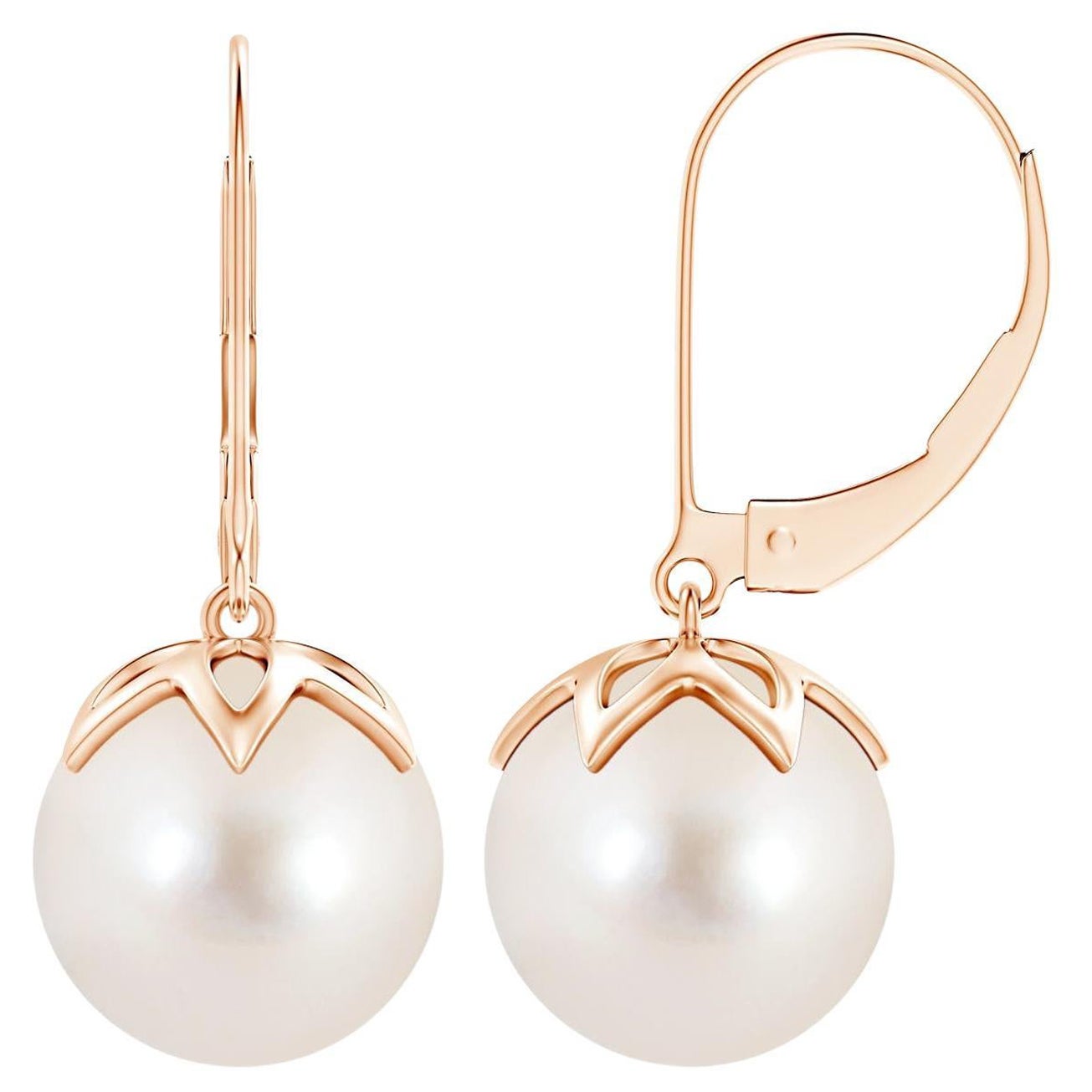 Pendientes de Gota de Perla Cultivada de Agua Dulce en Oro Rosa de 14 K