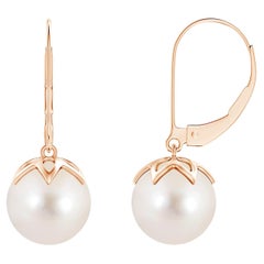 Pendientes de Gota de Perla Cultivada de Agua Dulce en Oro Rosa de 14 K