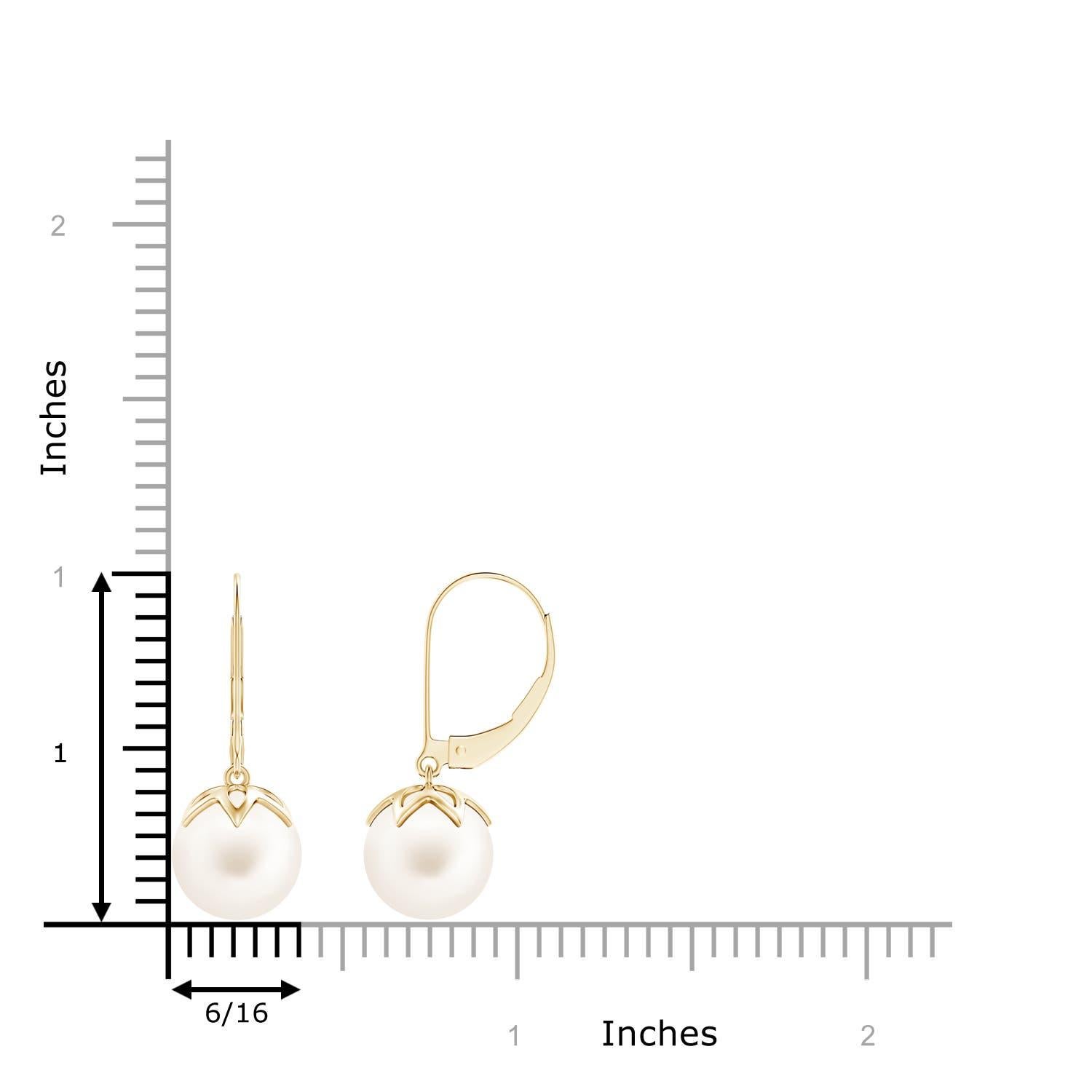 The classic white of the two round peg-set Freshwater cultured pearls is sure to allure. Crafted in 14K yellow gold, these dangling pearl earrings will give you a polished look for the day as well as the night. Match these pearl ball drop earrings