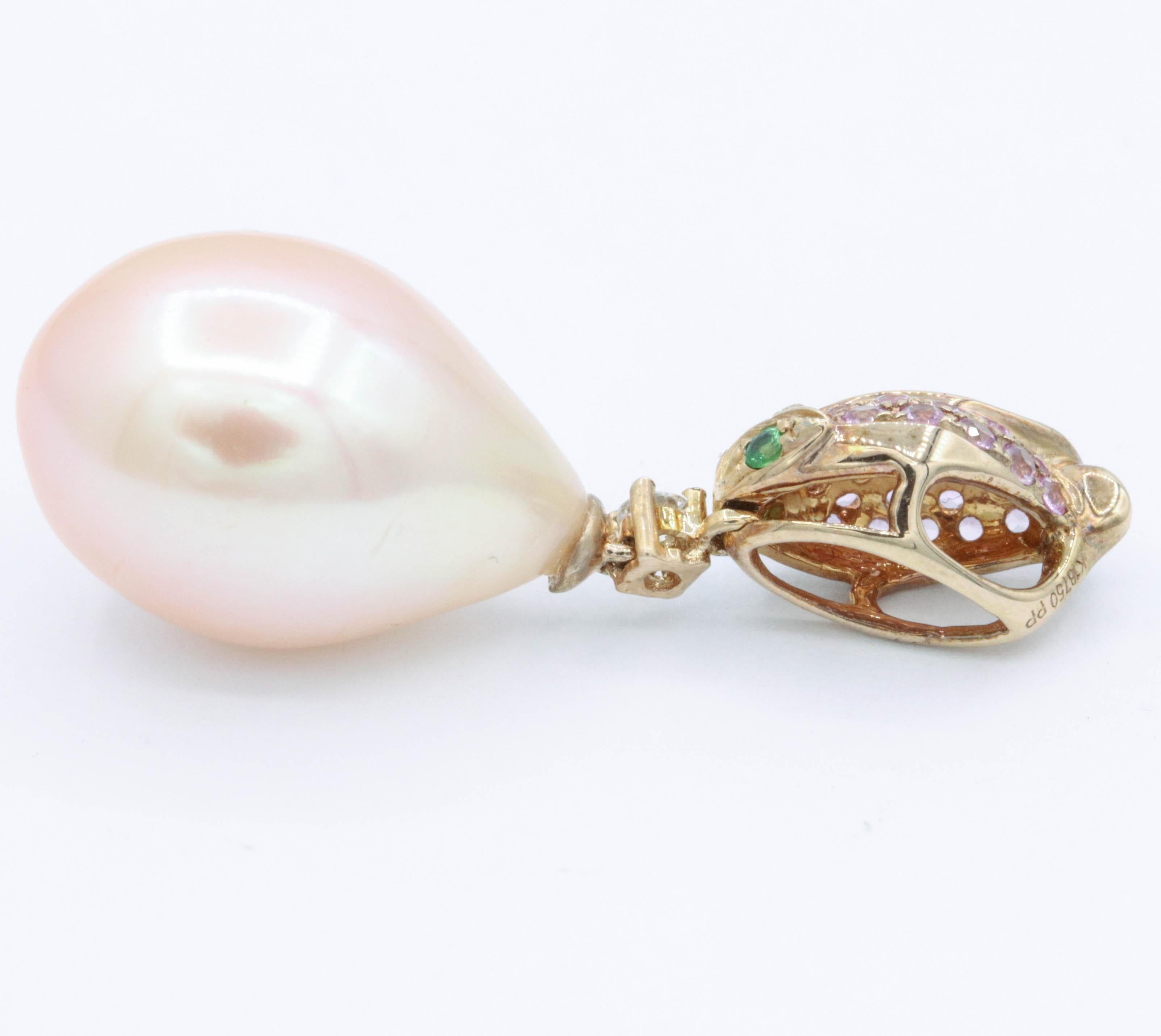 Contemporary Freshwater Cultured Pearl Orchid Shape Pendant