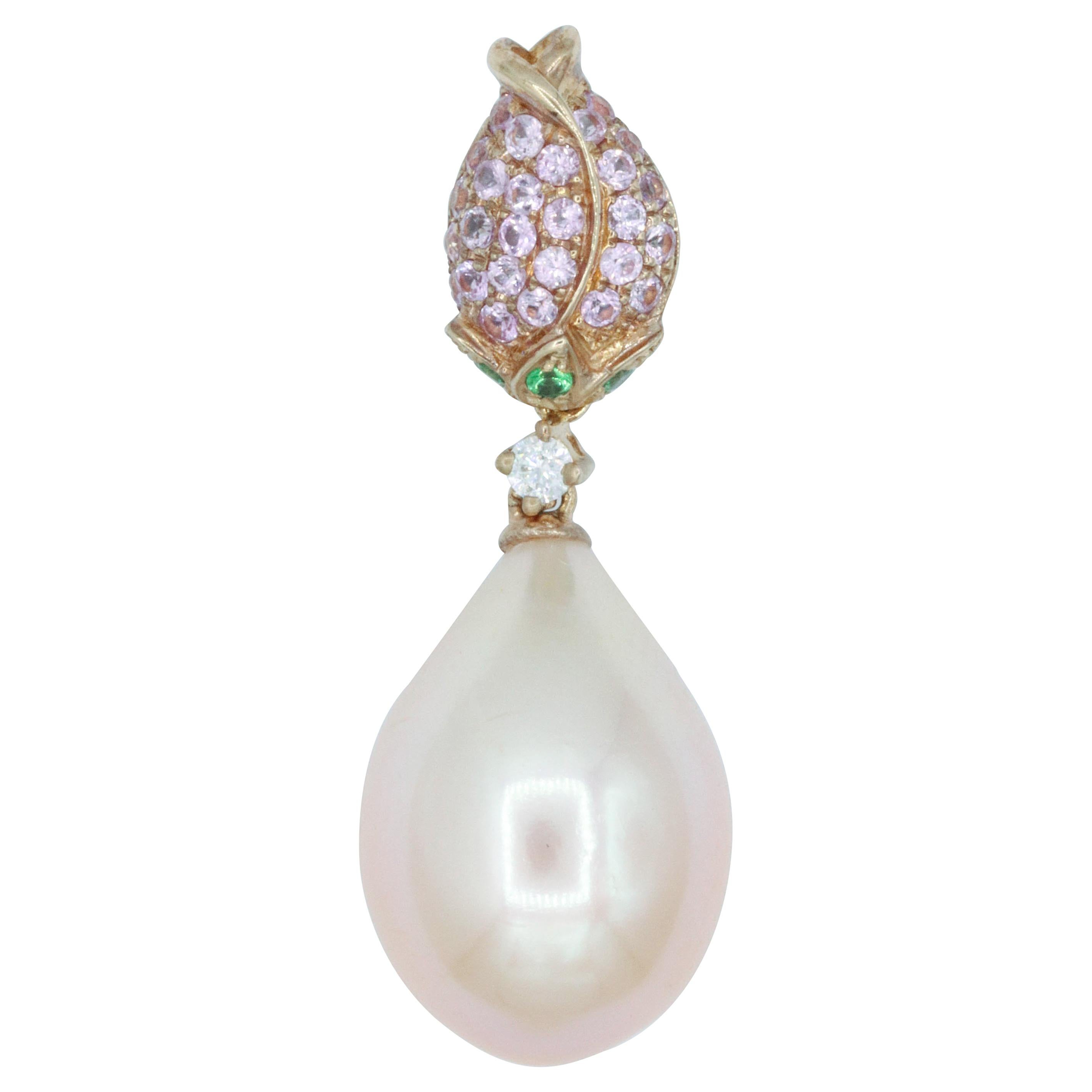 Freshwater Cultured Pearl Orchid Shape Pendant