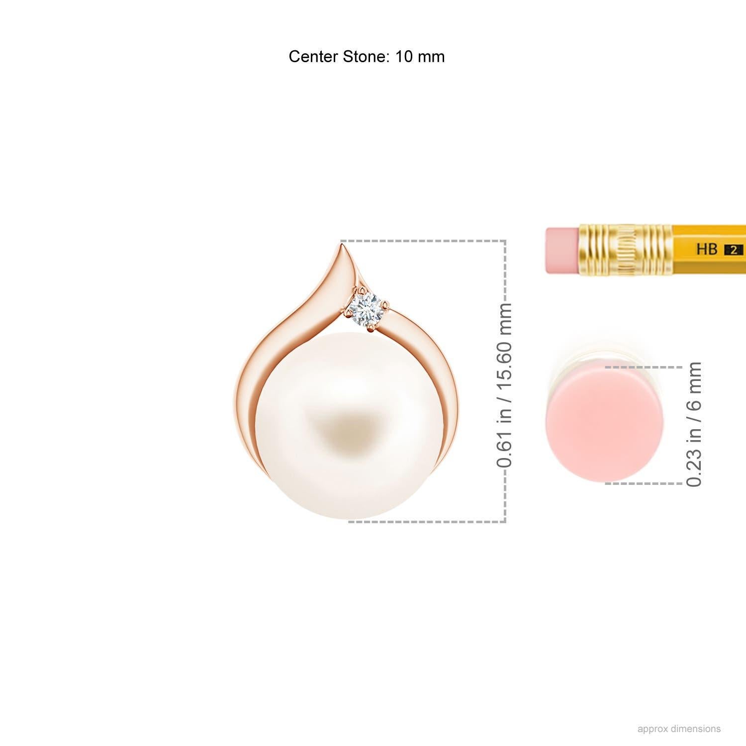 Moderne Pendentif solitaire en or rose 14 carats avec perles de culture d'eau douce et diamants en vente