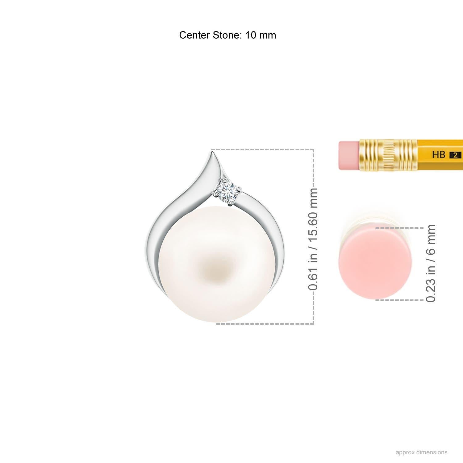 Moderne Pendentif solitaire en or blanc 14 carats avec perles de culture d'eau douce et diamants en vente