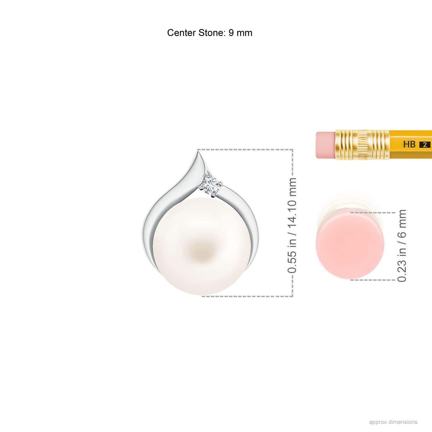 Solitär-Anhänger aus 14 Karat Weißgold mit Süßwasser-Zuchtperlen und Diamant (Moderne) im Angebot