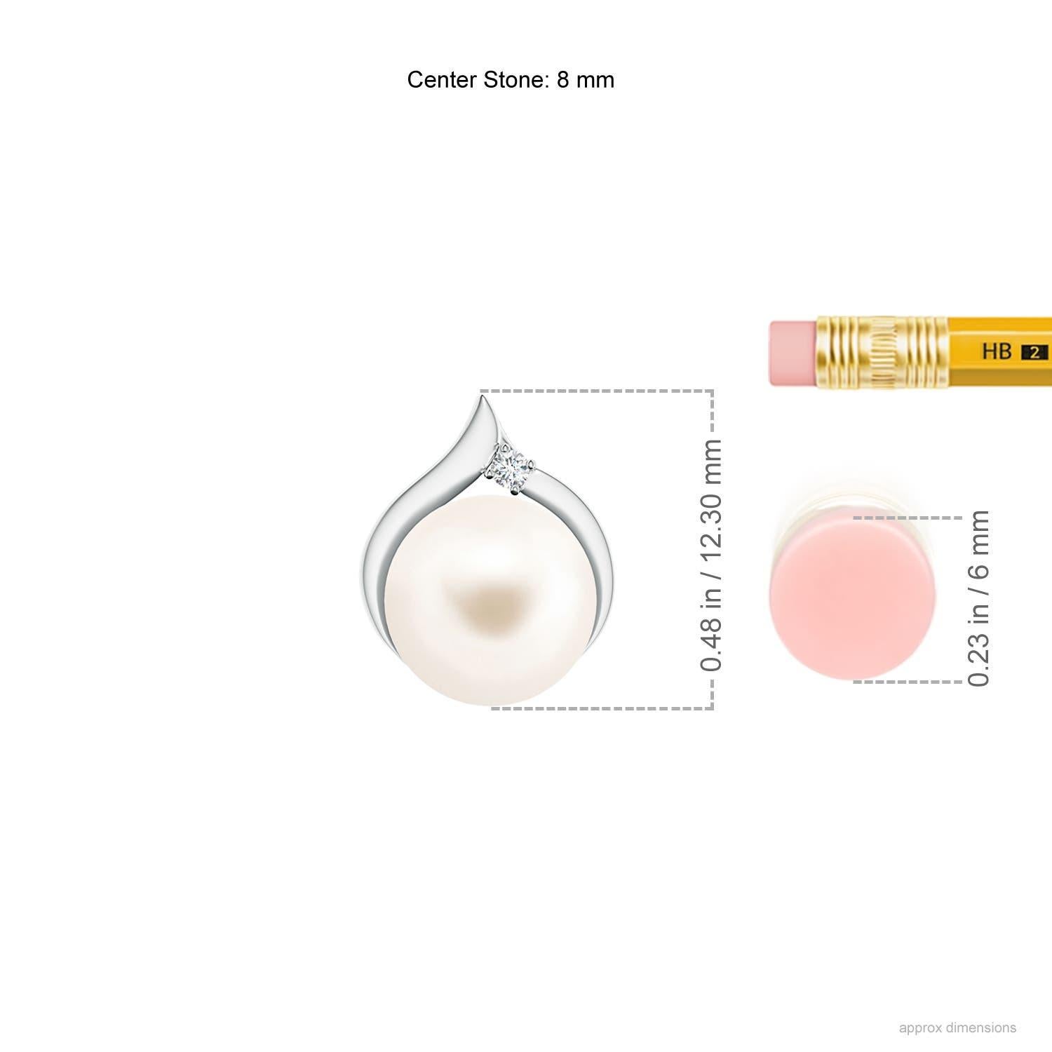 Moderne Pendentif solitaire en or blanc 14 carats avec perles de culture d'eau douce et diamants en vente