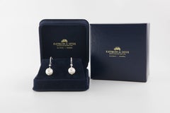 Freshwater Cultured Single Pearl Dangle Earrings with Silver Diamond Cut Beads