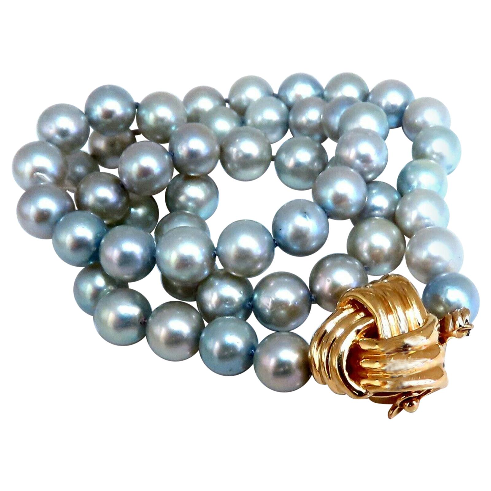 Freshwater Gray Pearls Necklace 14 Karat