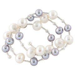 Freshwater Grey and White Pearl Spiral Bracelet