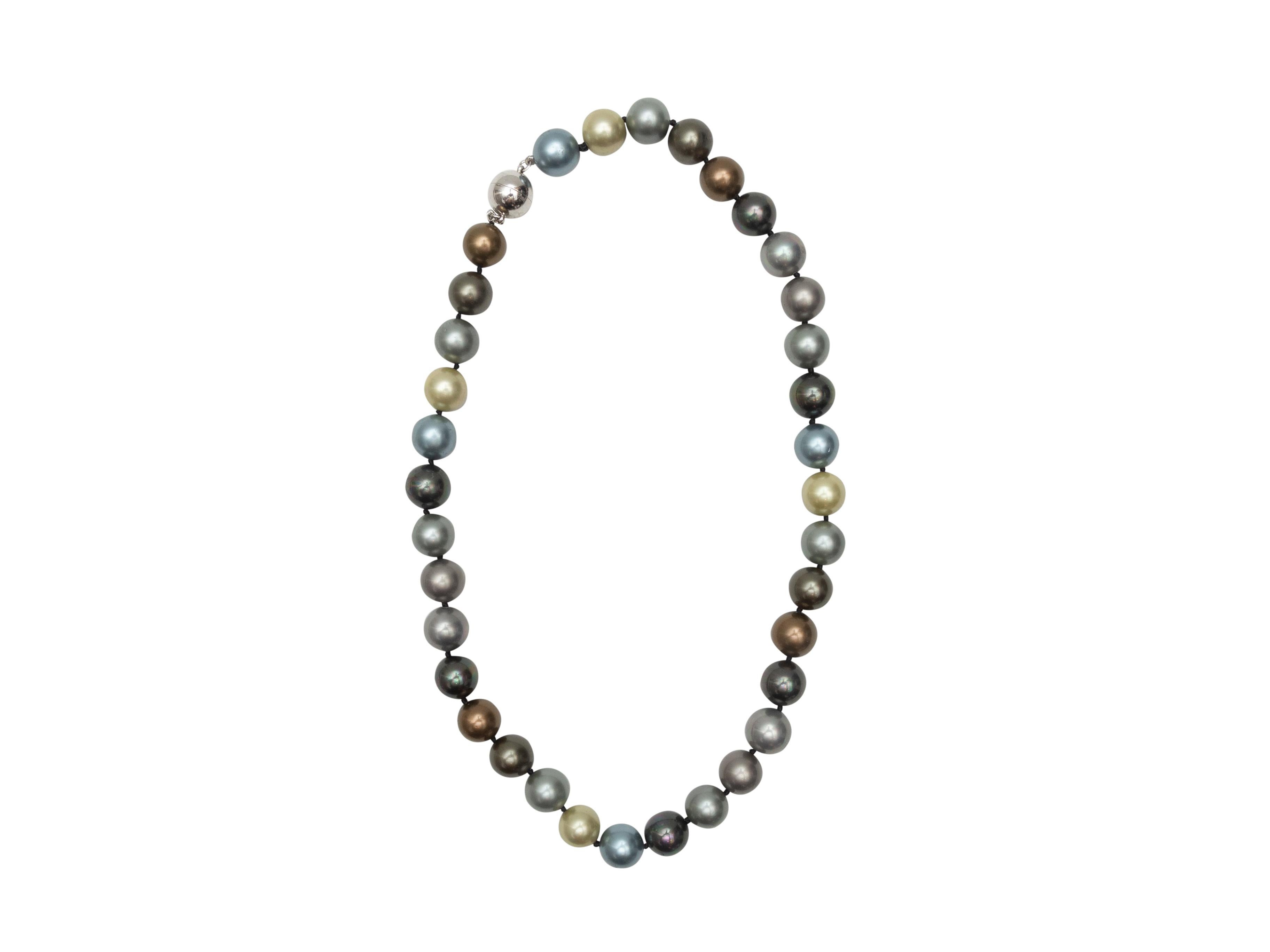 Product details: Grey and multicolor freshwater pearl choker. Silver clasp closure. 18