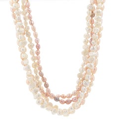 Freshwater Keshi Pearl Necklace, 14k Yellow Gold Knotted Five-Strand