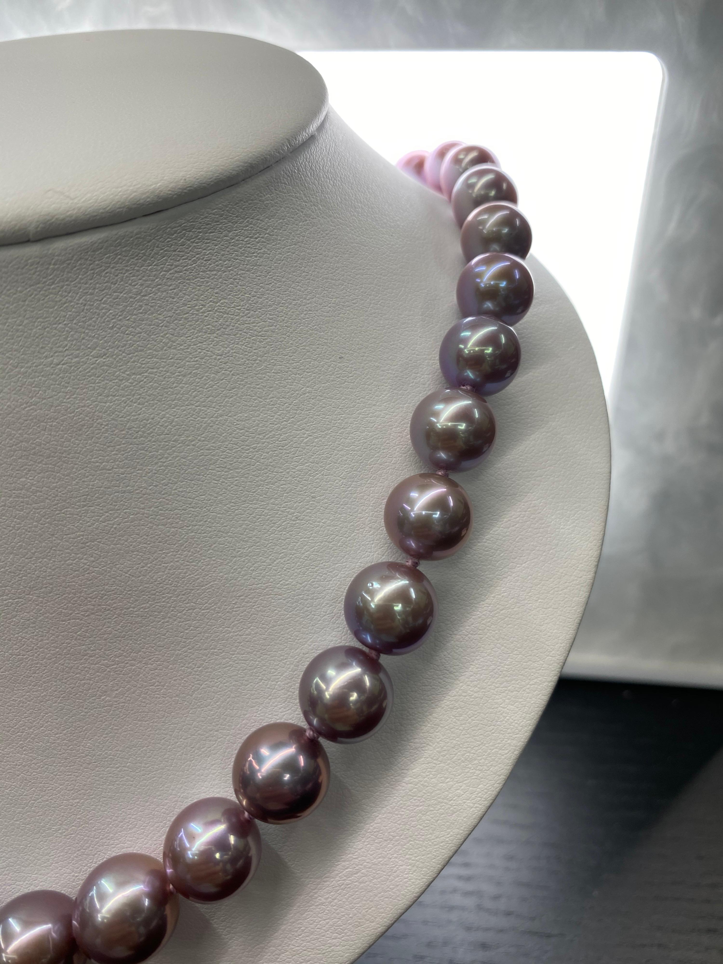 Süßwasser-Lavendel-Perlenstrang-Halskette 14 Karat Weißgold 1