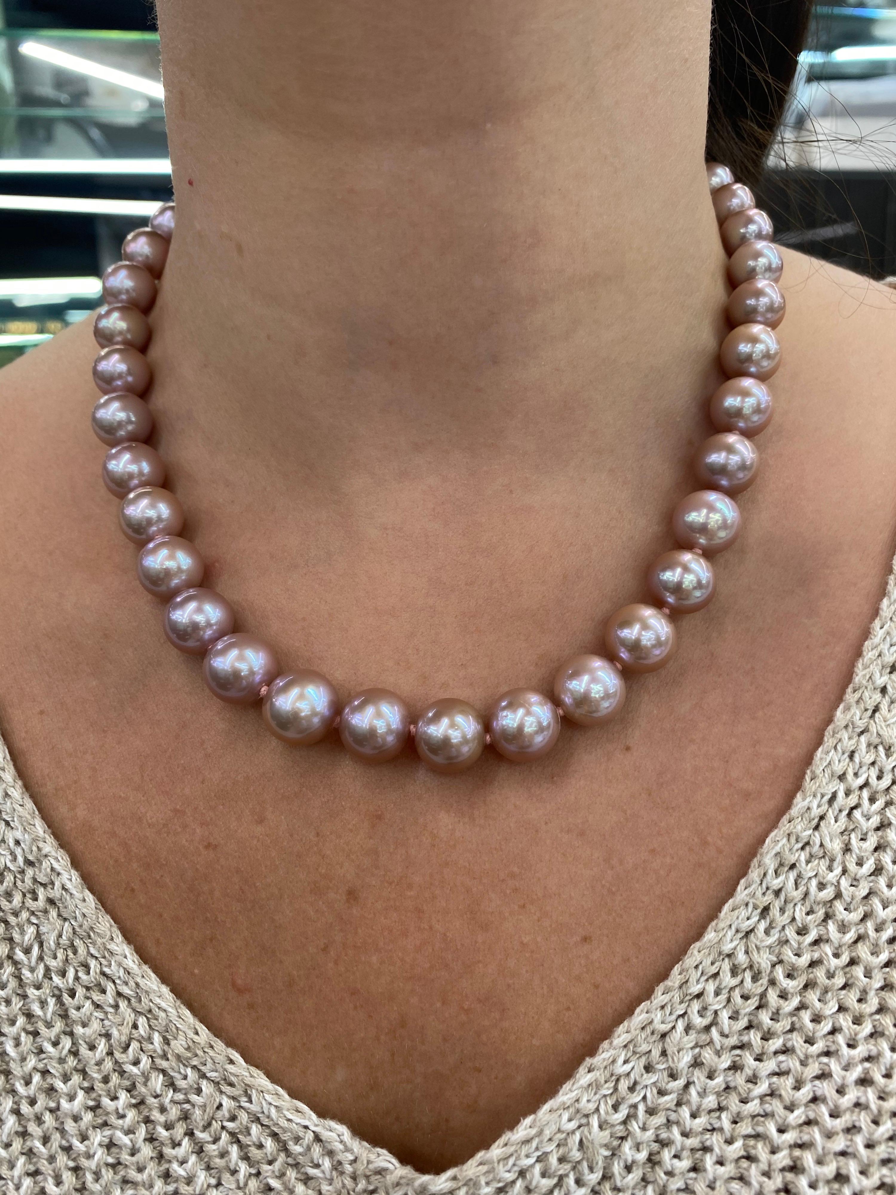 Double strand opera length lavender freshwater necklace | American Pearl