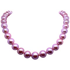 Freshwater Lavender Stand Pearl Necklace 14 Karat White Gold