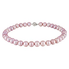 Freshwater Natural-Color Pink Pearl Choker Necklace with 14K WG Ball Clasp