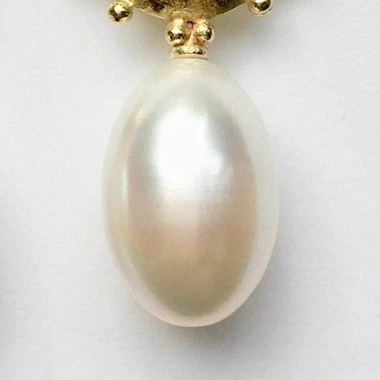 Baroque Revival Fresh Water Pearl 18 Carat Yellow Gold Earrings