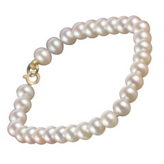 Freshwater Pearl 18 Karat Yellow Gold Beaded Handmade Classic Chanel Bracelet