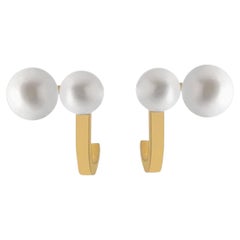Freshwater Pearl 18-Karat Yellow Gold Curve Double Pearls Earrings