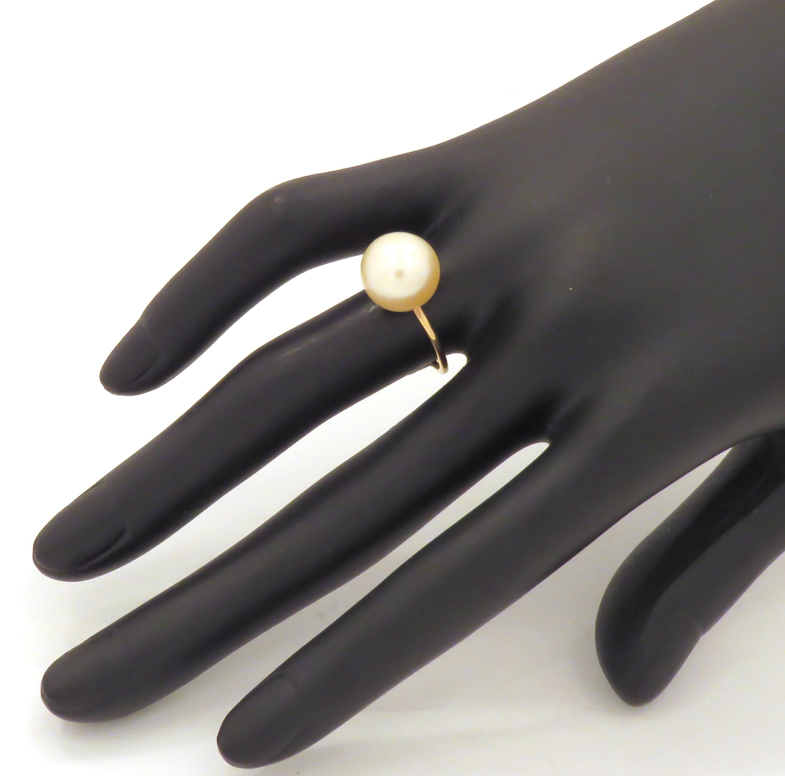 Freshwater Pearl 9 Karat Rose Gold Ring Handcrafted in Italy In New Condition In Milano, IT