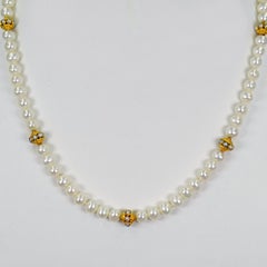 Freshwater Pearl and 22 Karat Gold Beaded Necklace