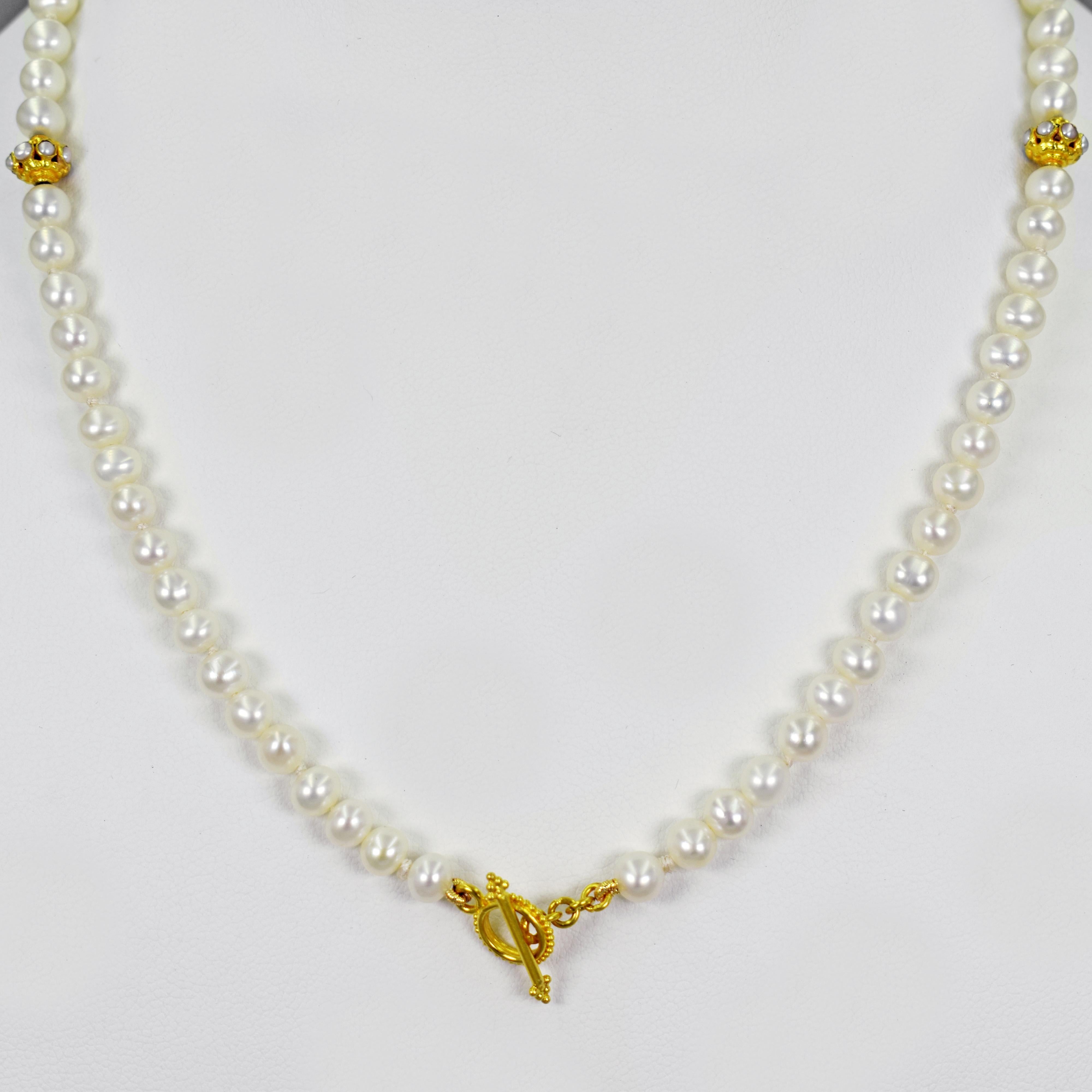 freshwater pearl and gold bead necklace