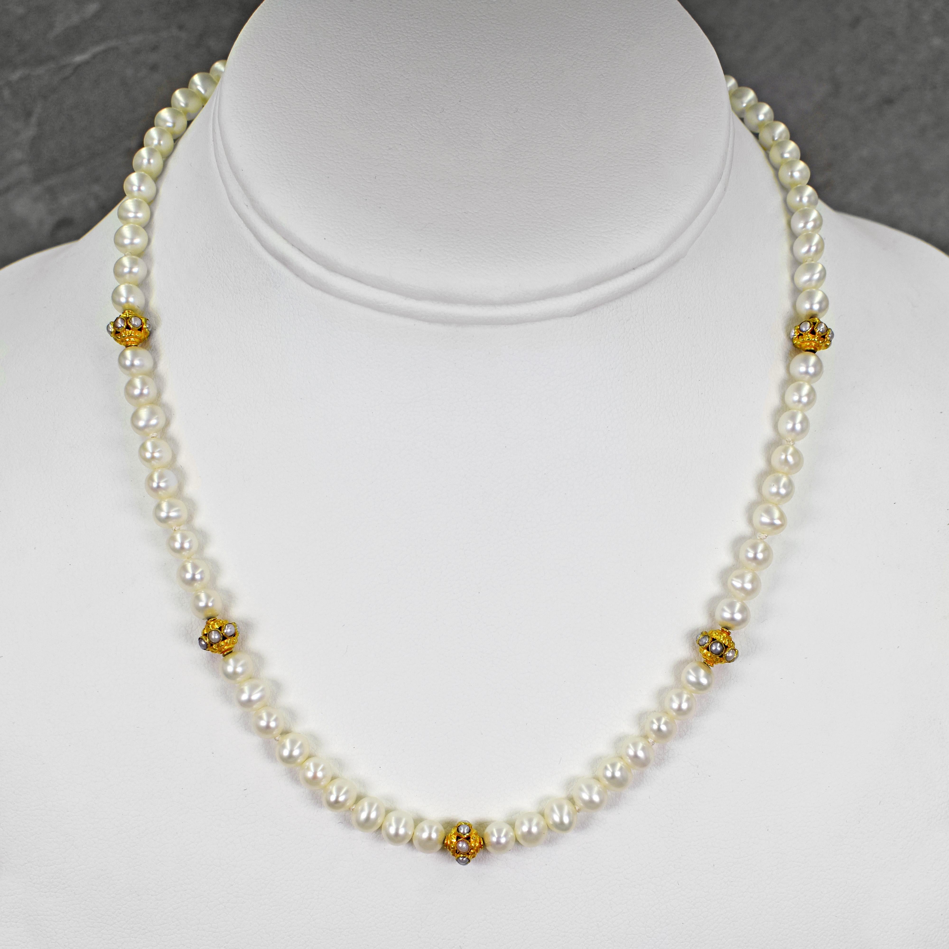 Collier de perles d'eau douce et de perles en or 22 carats Neuf - En vente à Naples, FL