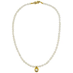 Collar de perlas de agua dulce y perlas pedantes de oro de 22 quilates