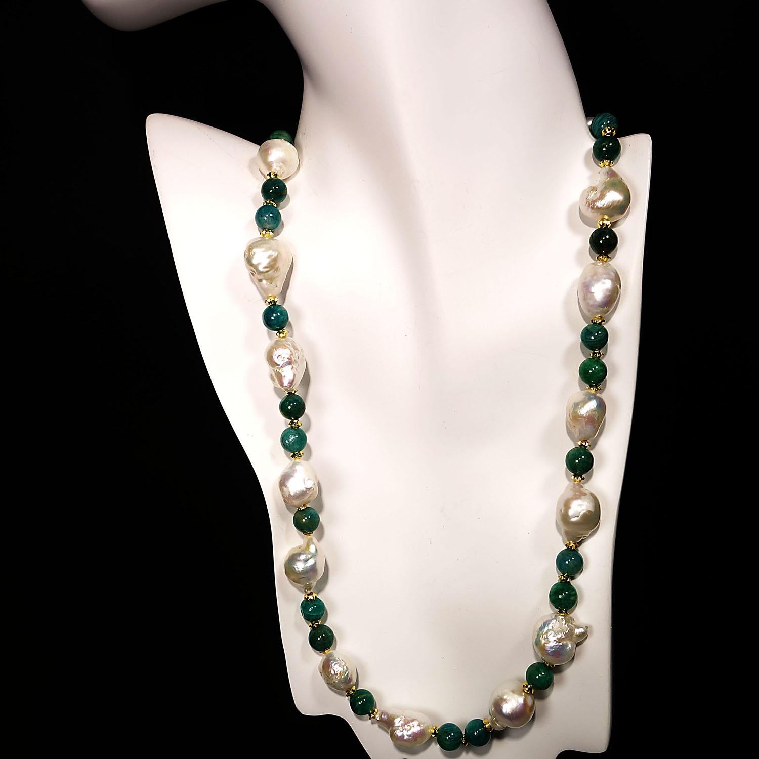 Artisan AJD 28 Inch Freshwater Pearl and Amazonite Necklace June Birthstone