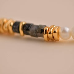 Freshwater Pearl and Black Labradorite Necklace