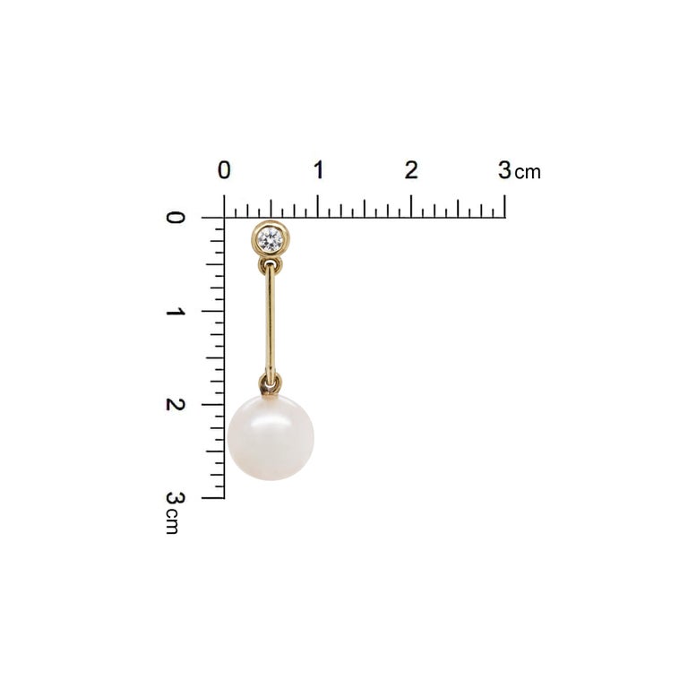 Freshwater Pearl and Diamond 18 Carat Yellow Gold Drop Earrings For ...