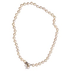 Freshwater Pearl and 14k Gold Diamond Necklace