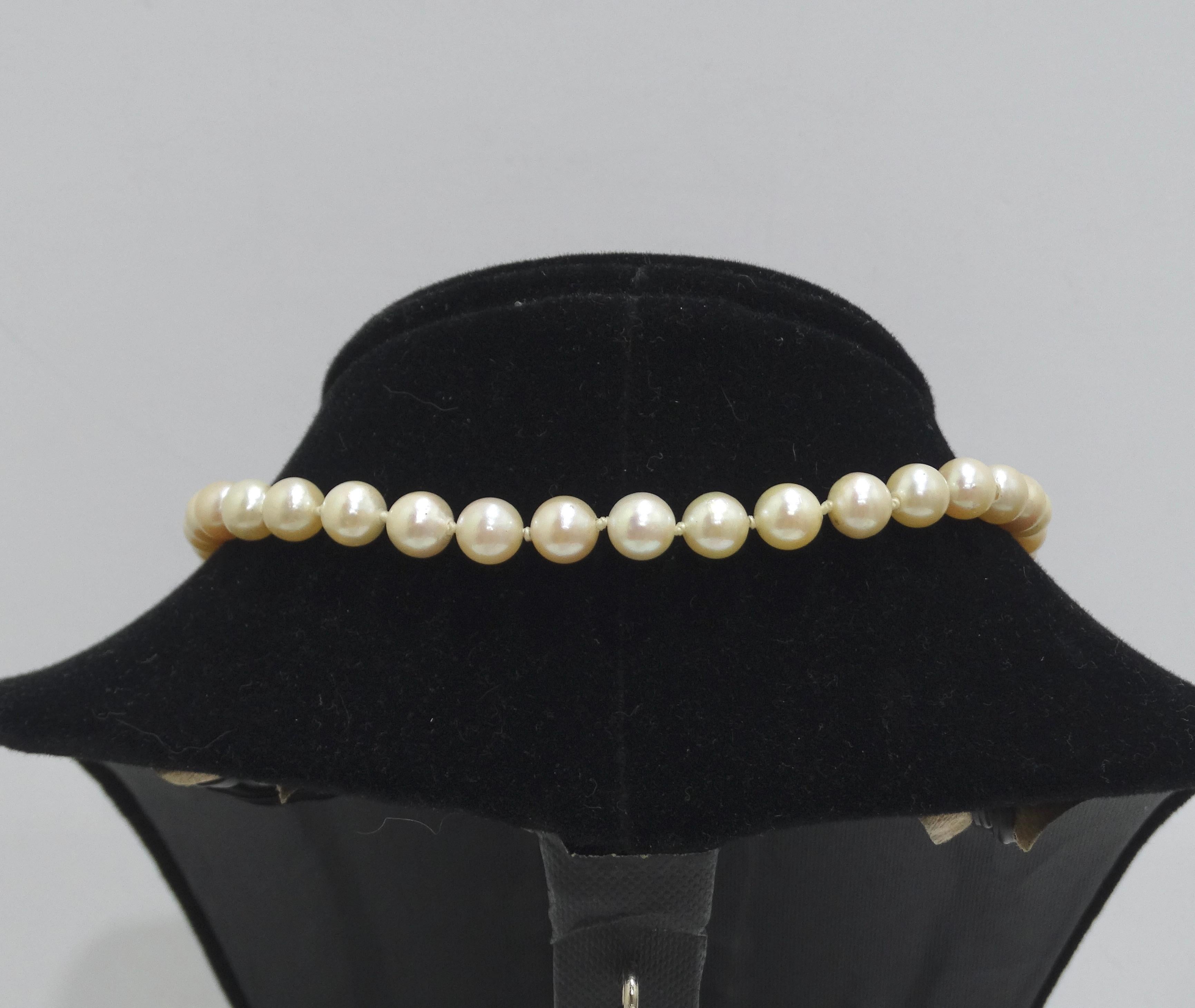 Halskette aus Süßwasserperlen und Diamanten für Damen oder Herren im Angebot