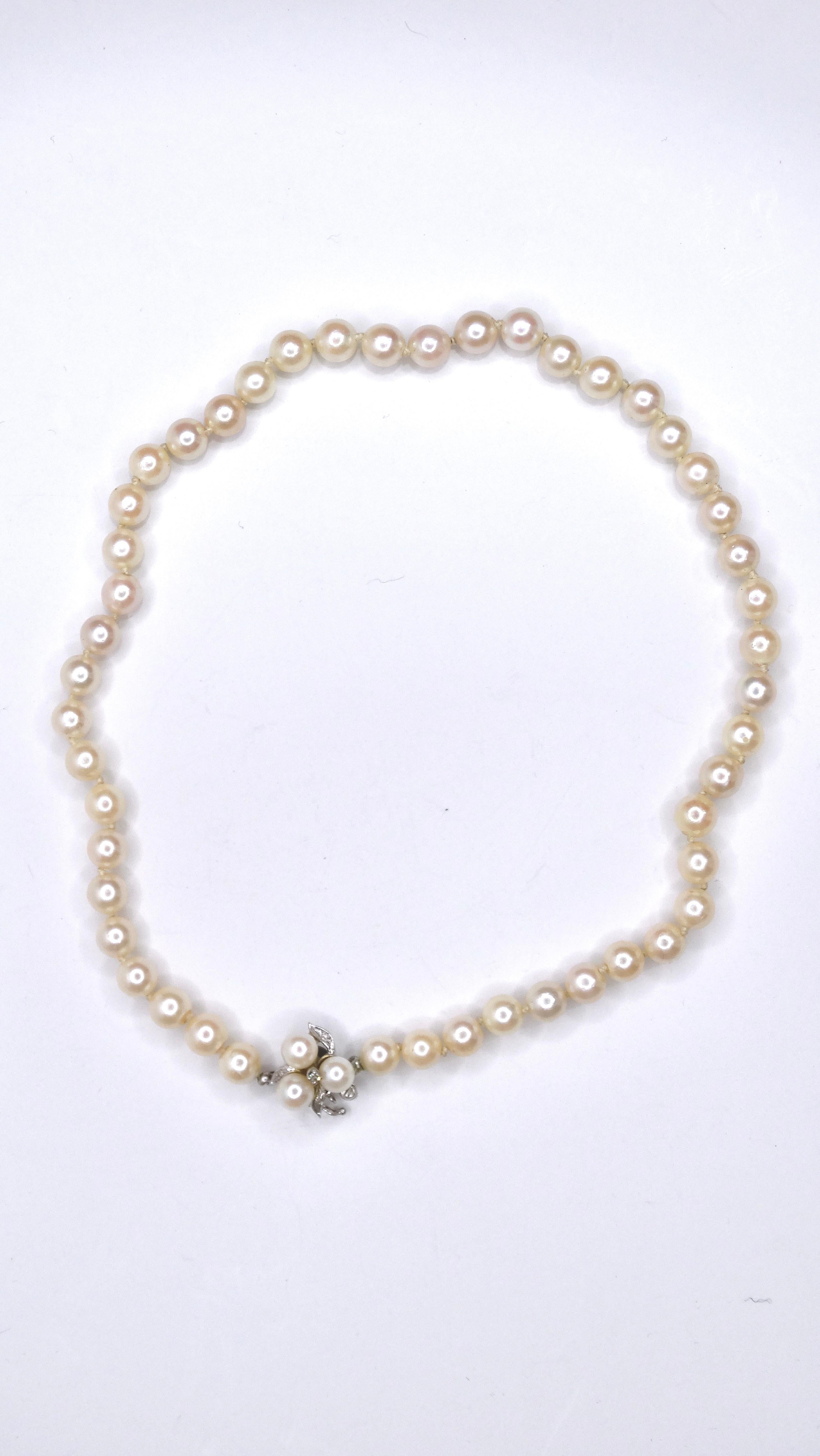 Freshwater Pearl and Diamond Necklace For Sale 1