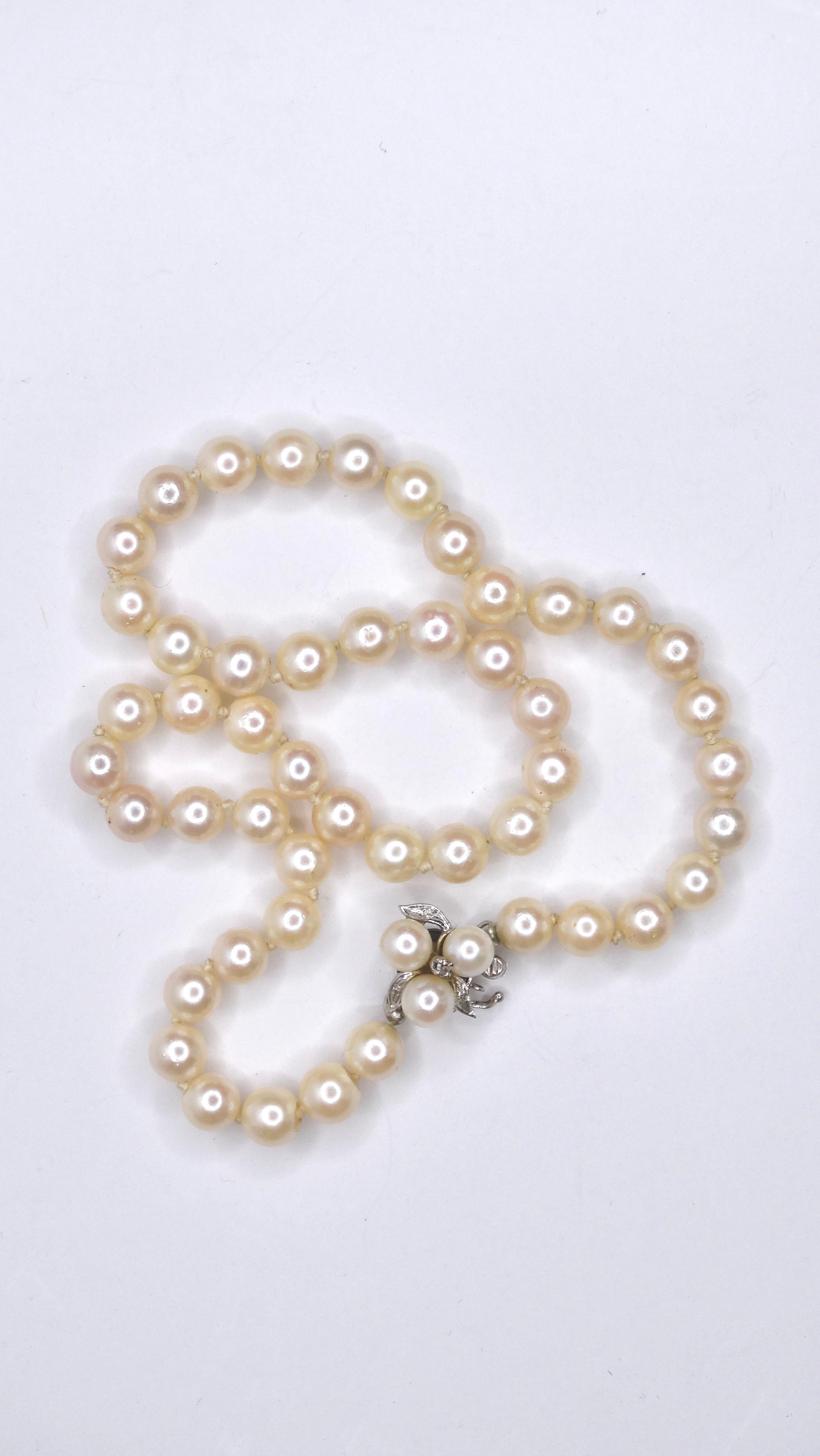 Freshwater Pearl and Diamond Necklace For Sale 2