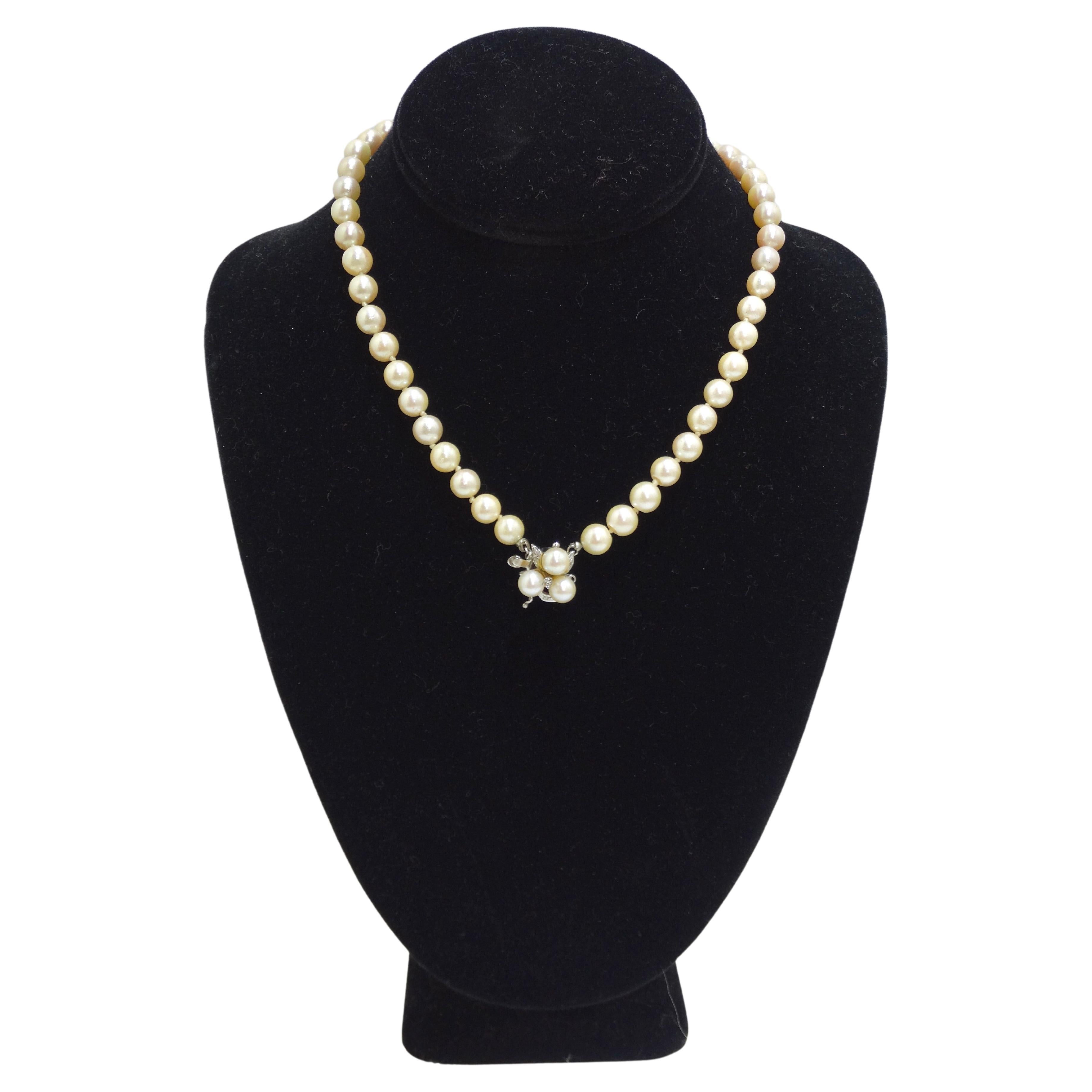 Freshwater Pearl and Diamond Necklace For Sale