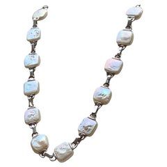 Freshwater Pearl and Diamond Necklace in 18K Gold