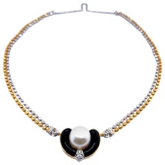 Épingle à cravate « Dilys » en or 18 carats, perles d'eau douce et diamants