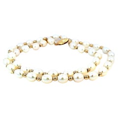 Freshwater Pearl and Gold Rondell Necklace