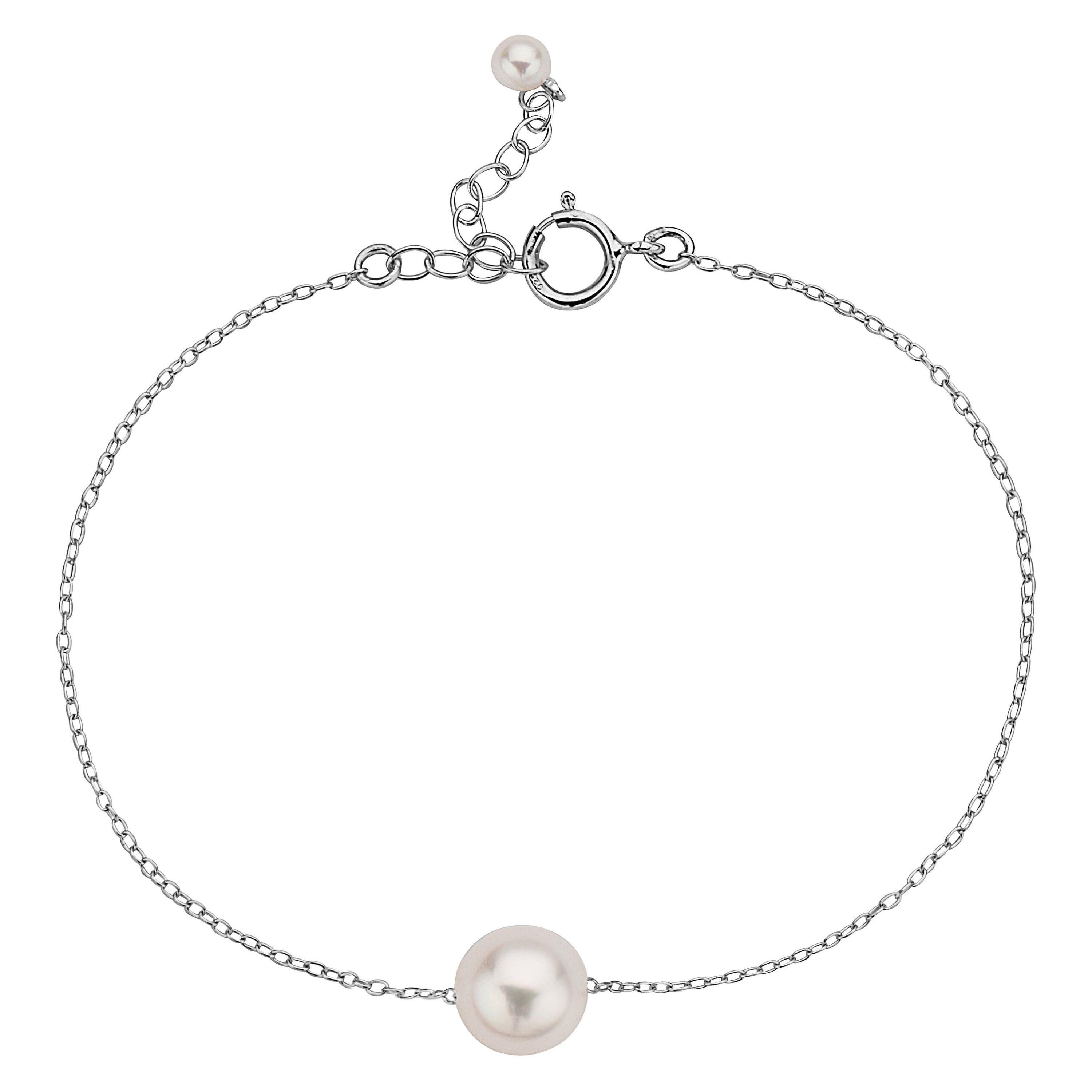 Freshwater Natural Pink Oval Pearl and Sterling Silver TinCup Bracelet