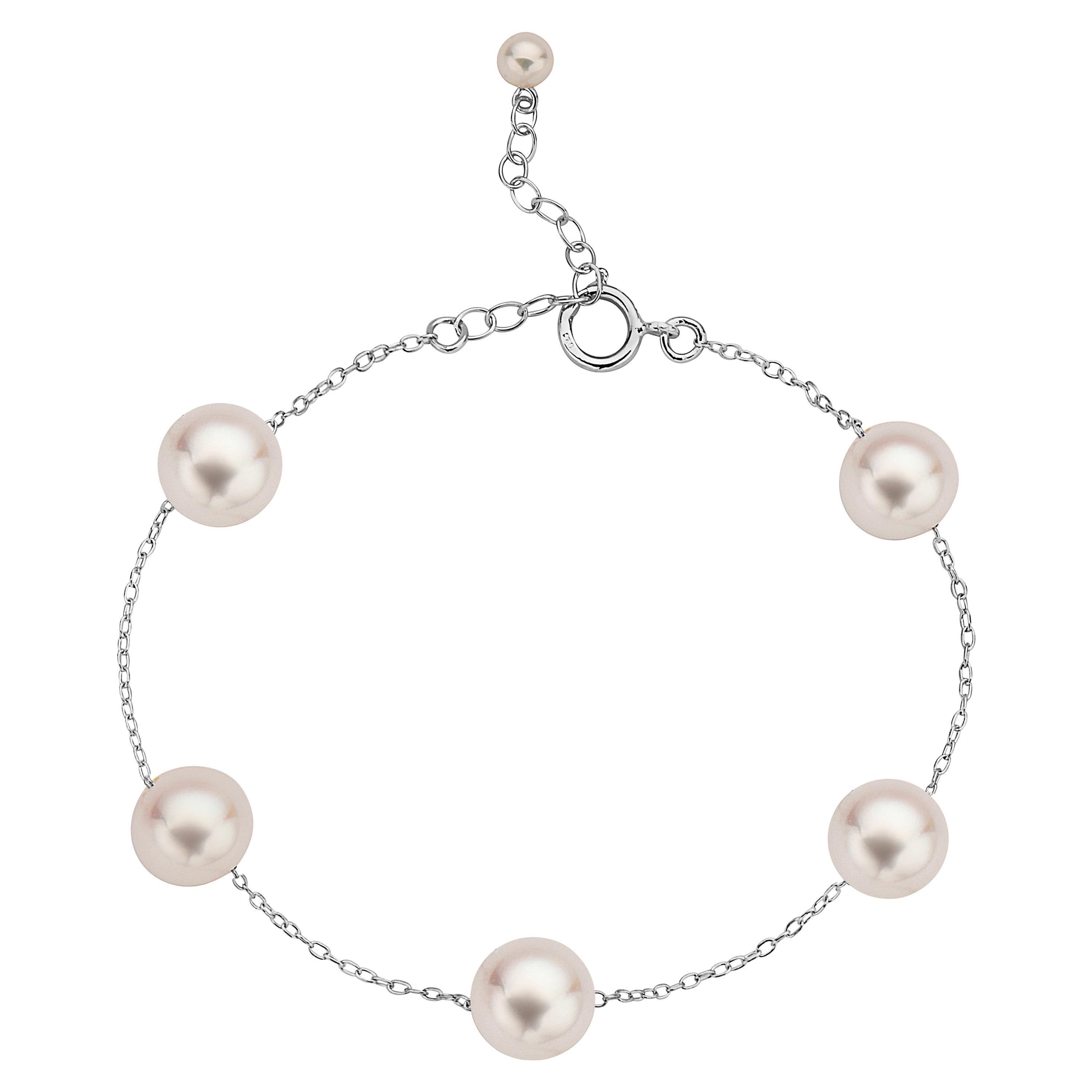 Fashion 8-9 mm Round Black Cultured Pearl Bracelets 7.5" 