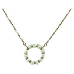 Freshwater Pearl and Yellow Gold "Circle" Necklace