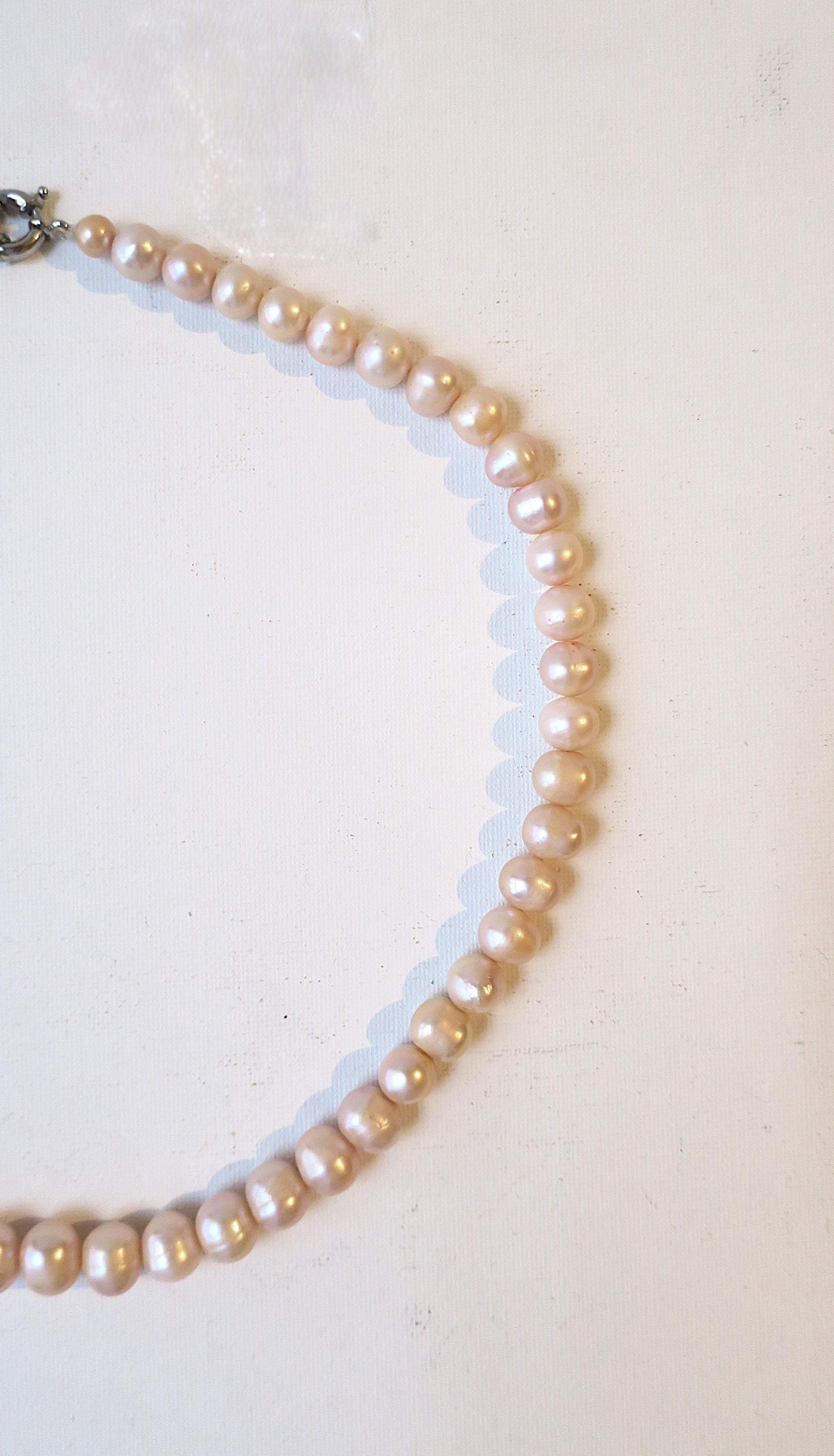 Freshwater Pearl Bead Necklace For Sale 4