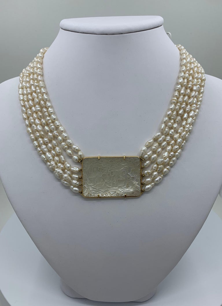 Freshwater Pearl Choker with Chinese MotherofPearl Gambling Chip 14