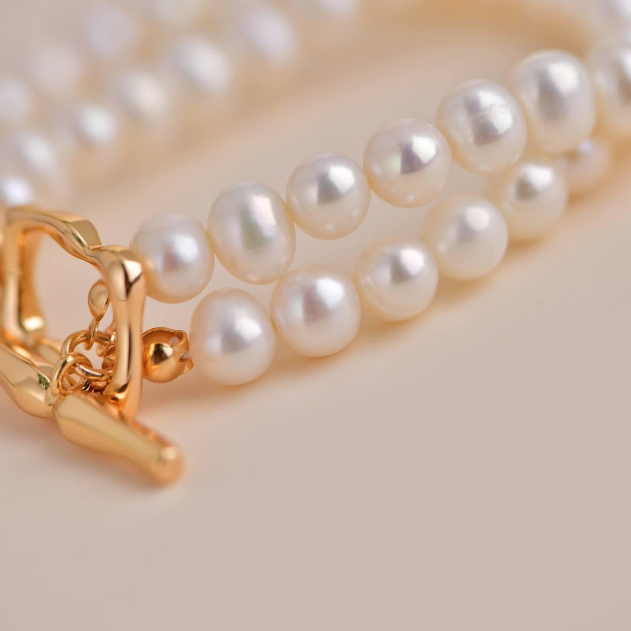 Freshwater Pearl Double Strand Bracelet For Sale 3